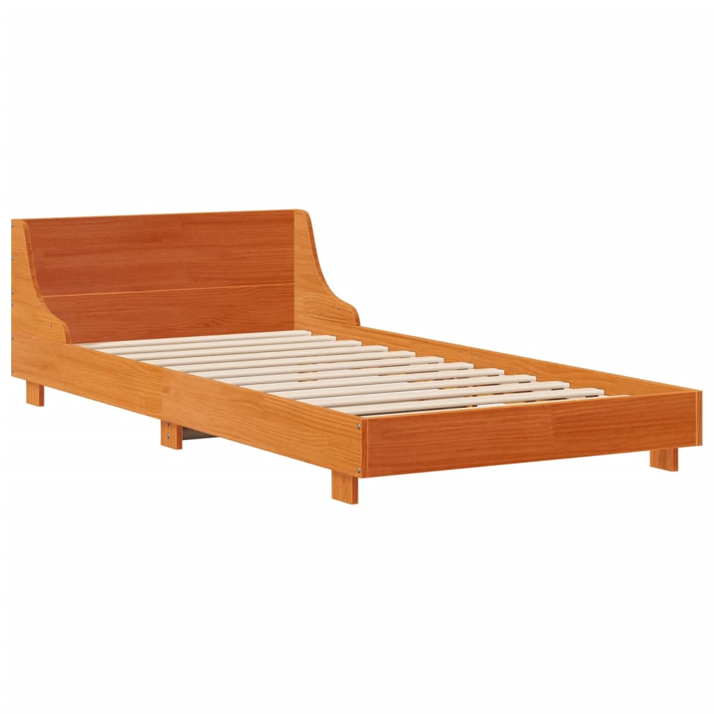 Bed Frame | Wax Brown | Solid Pine Wood and Plywood | Single | Durable