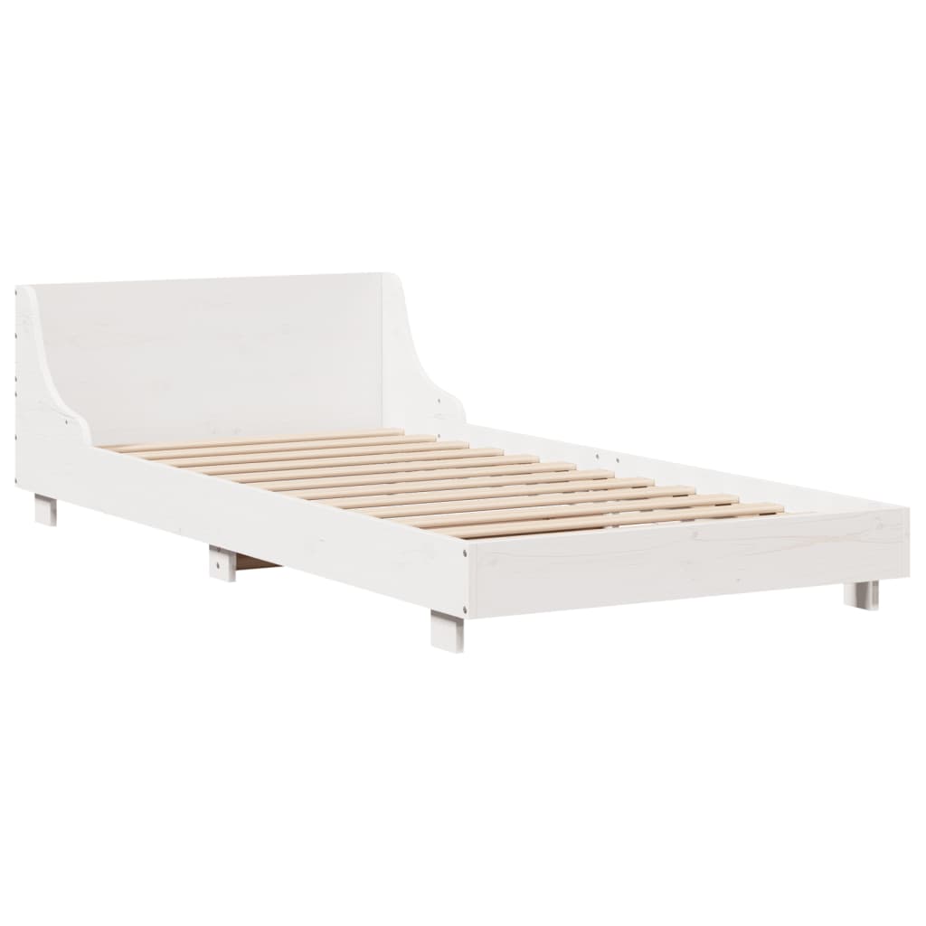 Bed Frame without Mattress White 90x200 cm Solid Wood Pine
