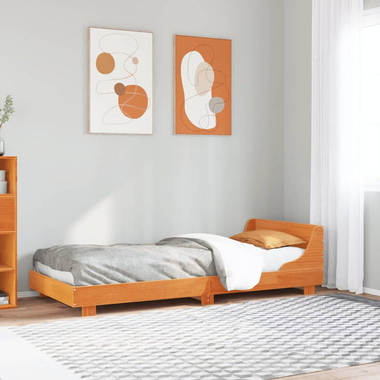 Bed Frame without Mattress Wax Brown 90x200 cm Solid Wood Pine