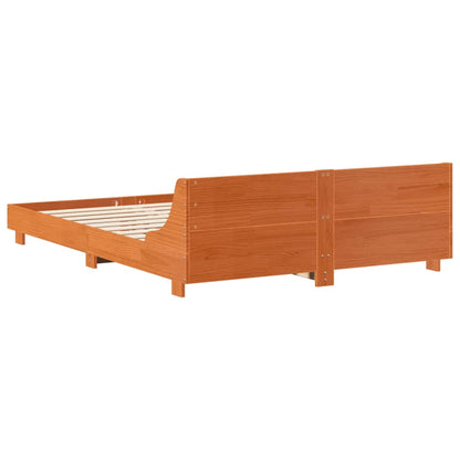 Bed Frame without Mattress Wax Brown 140x190 cm Solid Wood Pine