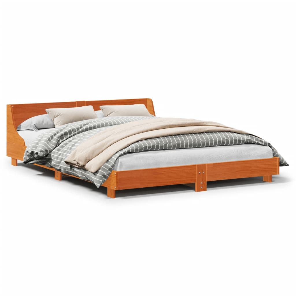 Bed Frame without Mattress Wax Brown 120x190 cm Small Double Solid Wood Pine