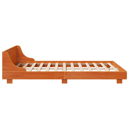 Bed Frame without Mattress Wax Brown 120x190 cm Small Double Solid Wood Pine