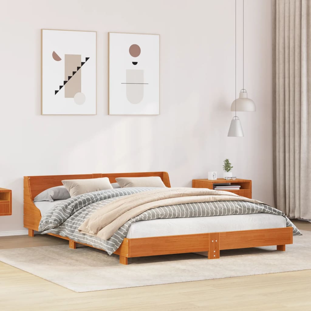 Bed Frame without Mattress Wax Brown 120x190 cm Small Double Solid Wood Pine