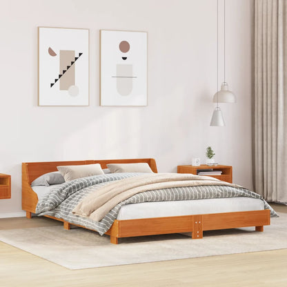 Bed Frame without Mattress Wax Brown 120x190 cm Small Double Solid Wood Pine