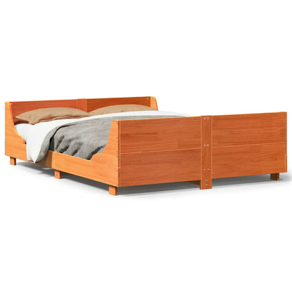 Bed Frame without Mattress Wax Brown 120x200 cm Solid Wood Pine
