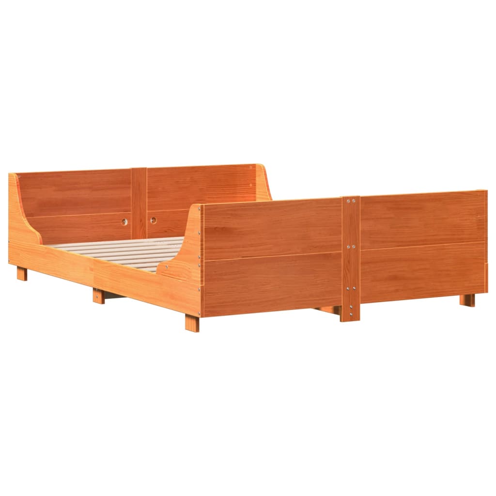 Bed Frame without Mattress Wax Brown 120x200 cm Solid Wood Pine
