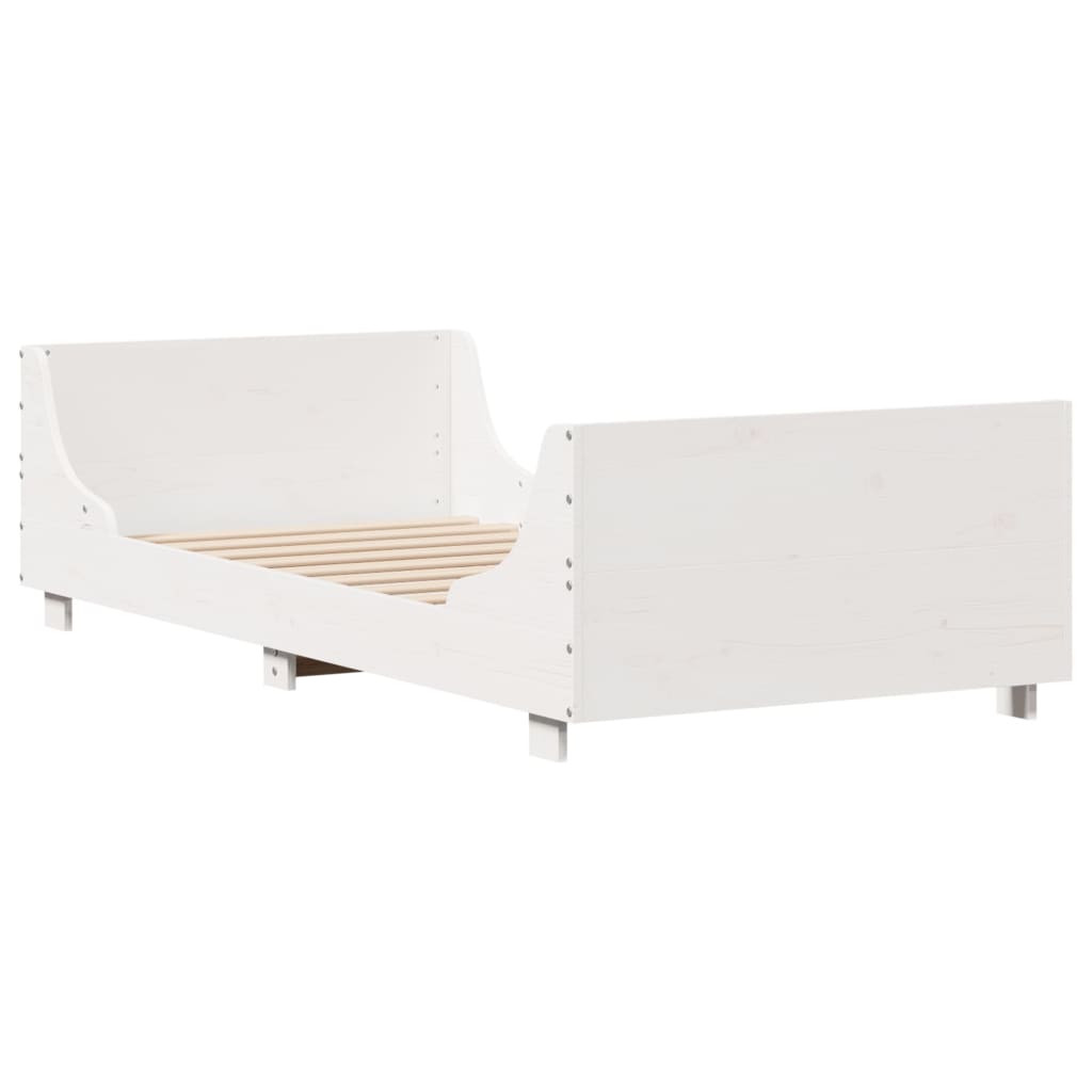 Bed Frame without Mattress White 100x200 cm Solid Wood Pine