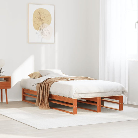 Bed Frame without Mattress Wax Brown 90x200 cm Solid Wood Pine