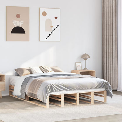 Bed Frame without Mattress 150x200 cm King Size Solid Wood Pine