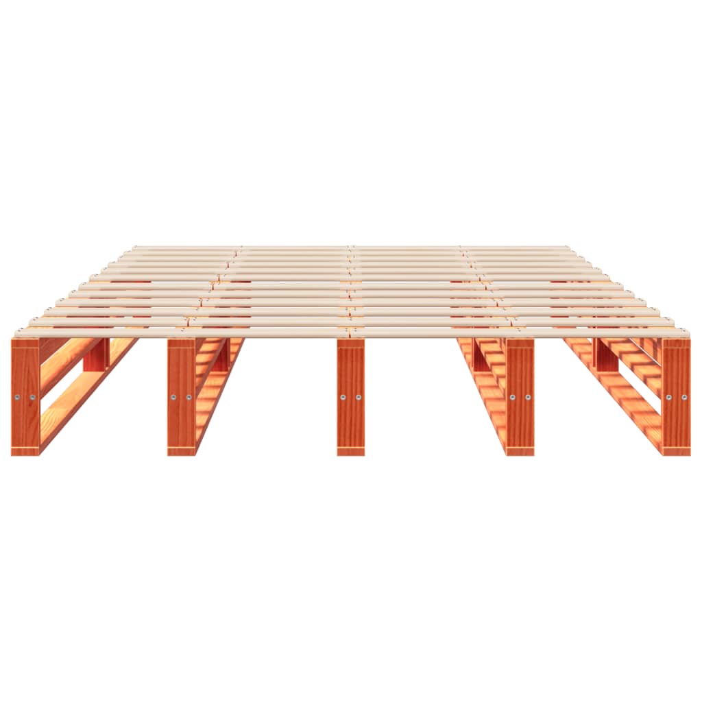 Bed Frame without Mattress Wax Brown 150x200 cm King Size Solid Wood Pine