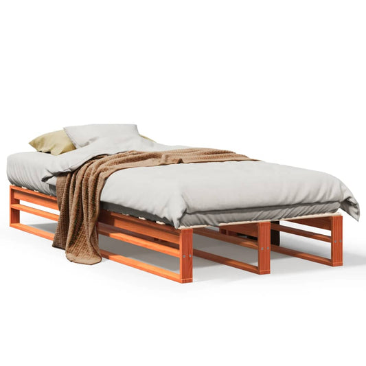 Bed Frame without Mattress Wax Brown 90x190 cm Single Solid Wood Pine