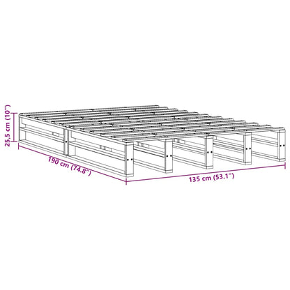Bed Frame without Mattress Wax Brown 135x190 cm Double Solid Wood Pine