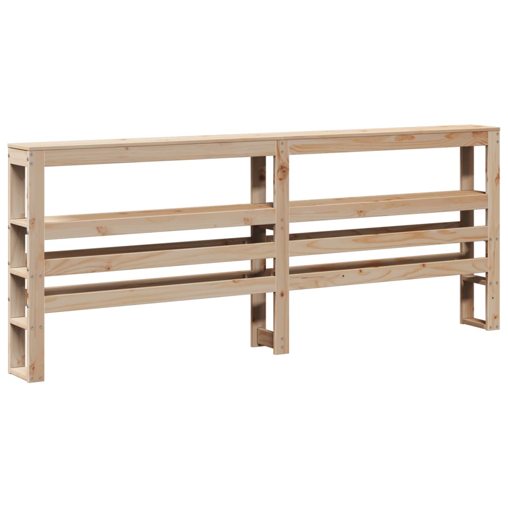 Headboard with Shelves 200 cm Solid Wood Pine