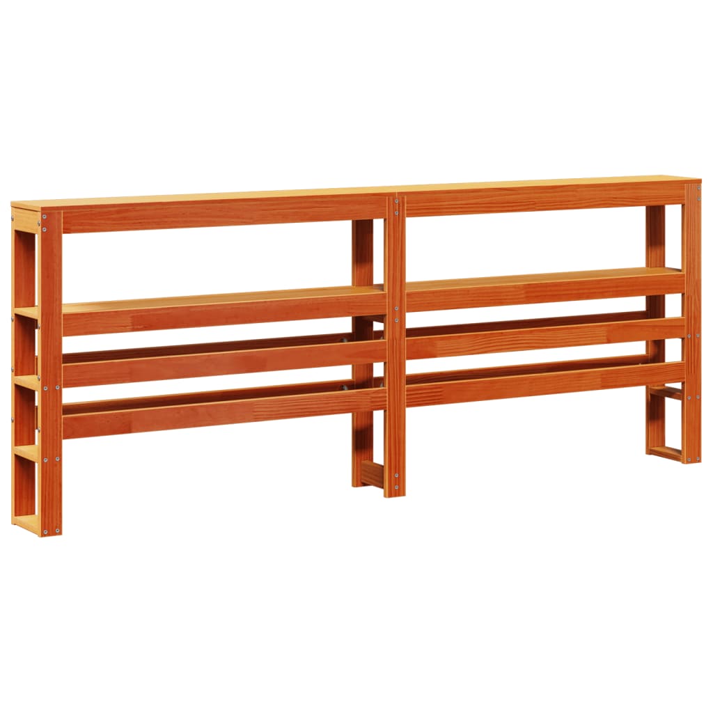 Headboard with Shelves Wax Brown 200 cm Solid Wood Pine