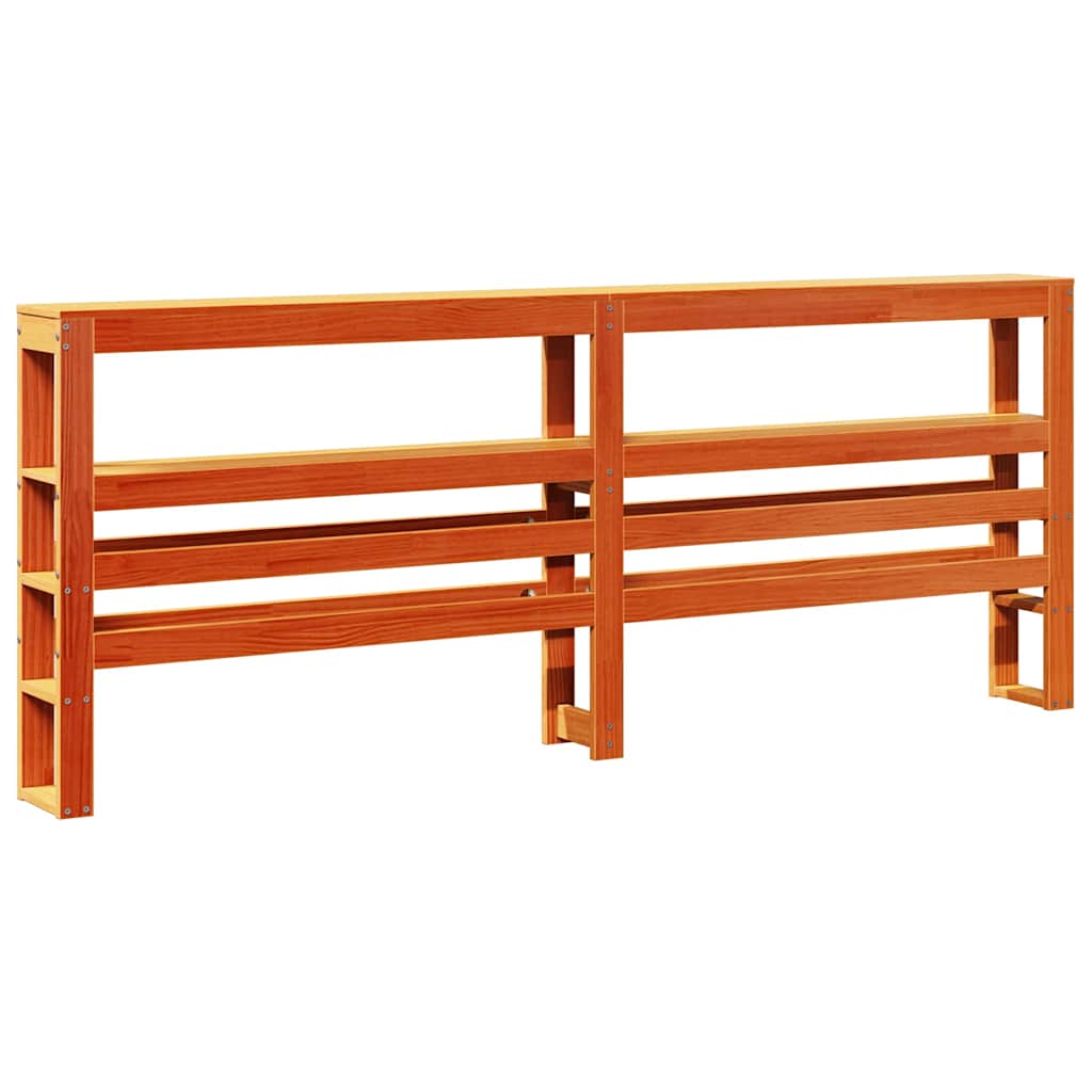 Headboard with Shelves Wax Brown 200 cm Solid Wood Pine