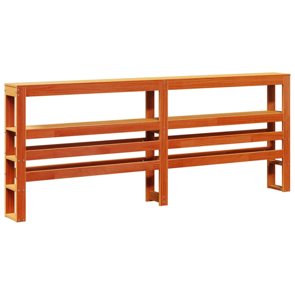 Headboard with Shelves Wax Brown 180 cm Solid Wood Pine
