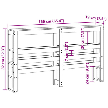 Headboard with Shelves 160 cm Solid Wood Pine