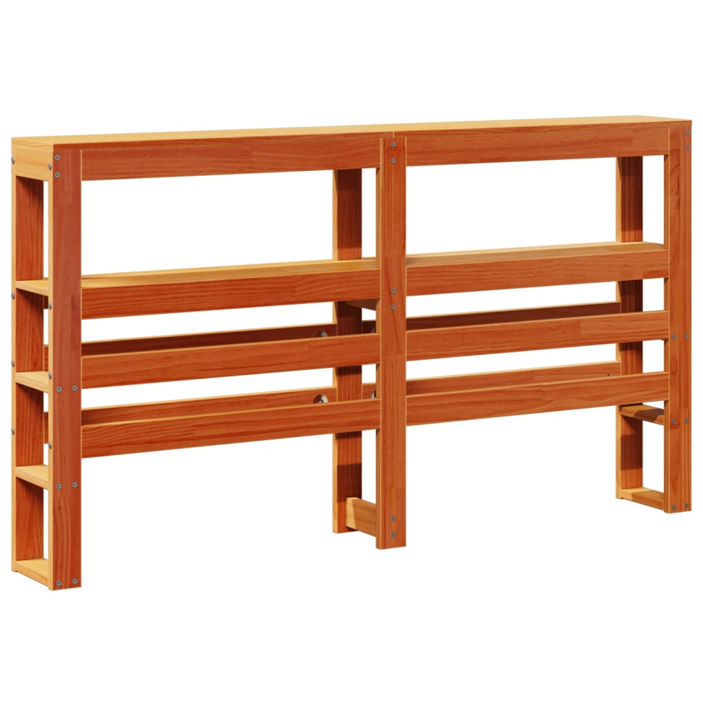 Headboard with Shelves Wax Brown 160 cm Solid Wood Pine