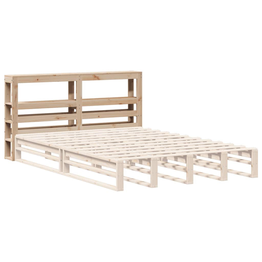 Headboard with Shelves 150 cm Solid Wood Pine