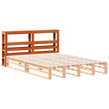 Headboard with Shelves Wax Brown 150 cm Solid Wood Pine