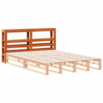 Headboard with Shelves Wax Brown 140 cm Solid Wood Pine