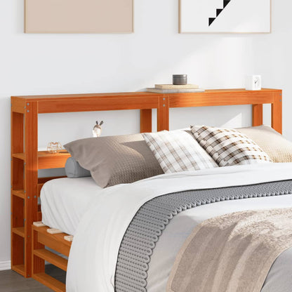 Headboard with Shelves Wax Brown 140 cm Solid Wood Pine