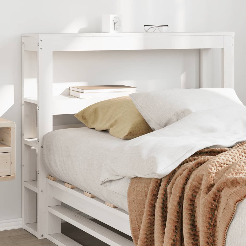 Headboard with Shelves White 75 cm Solid Wood Pine