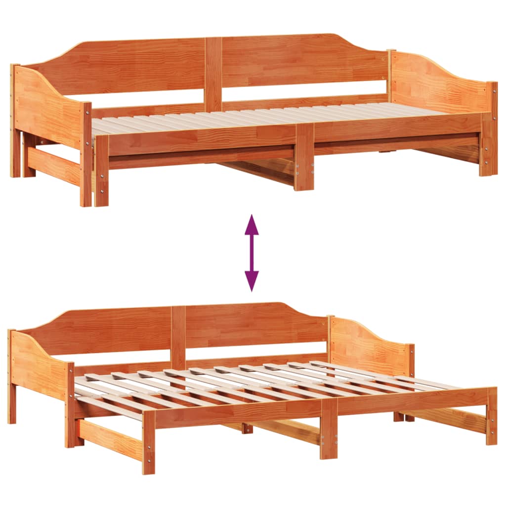 Daybed with Trundle without Mattress Wax Brown 90x200 cm Solid Wood