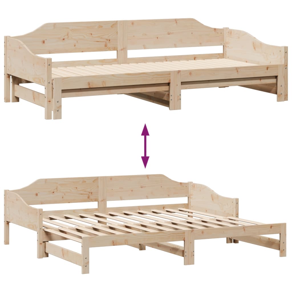 Daybed with Trundle without Mattress 90x190 cm Single Solid Wood