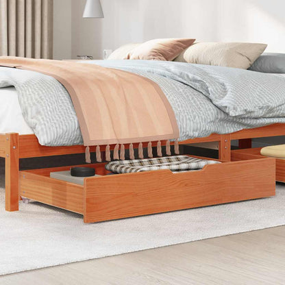 Under-Bed Drawers 2 pcs Wax Brown 95x55x17 cm Solid Wood Pine