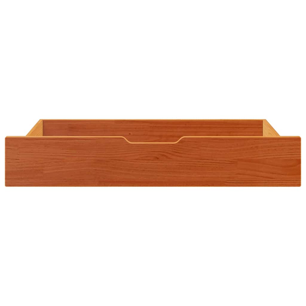 Under-Bed Drawers 2 pcs Wax Brown 95x55x17 cm Solid Wood Pine