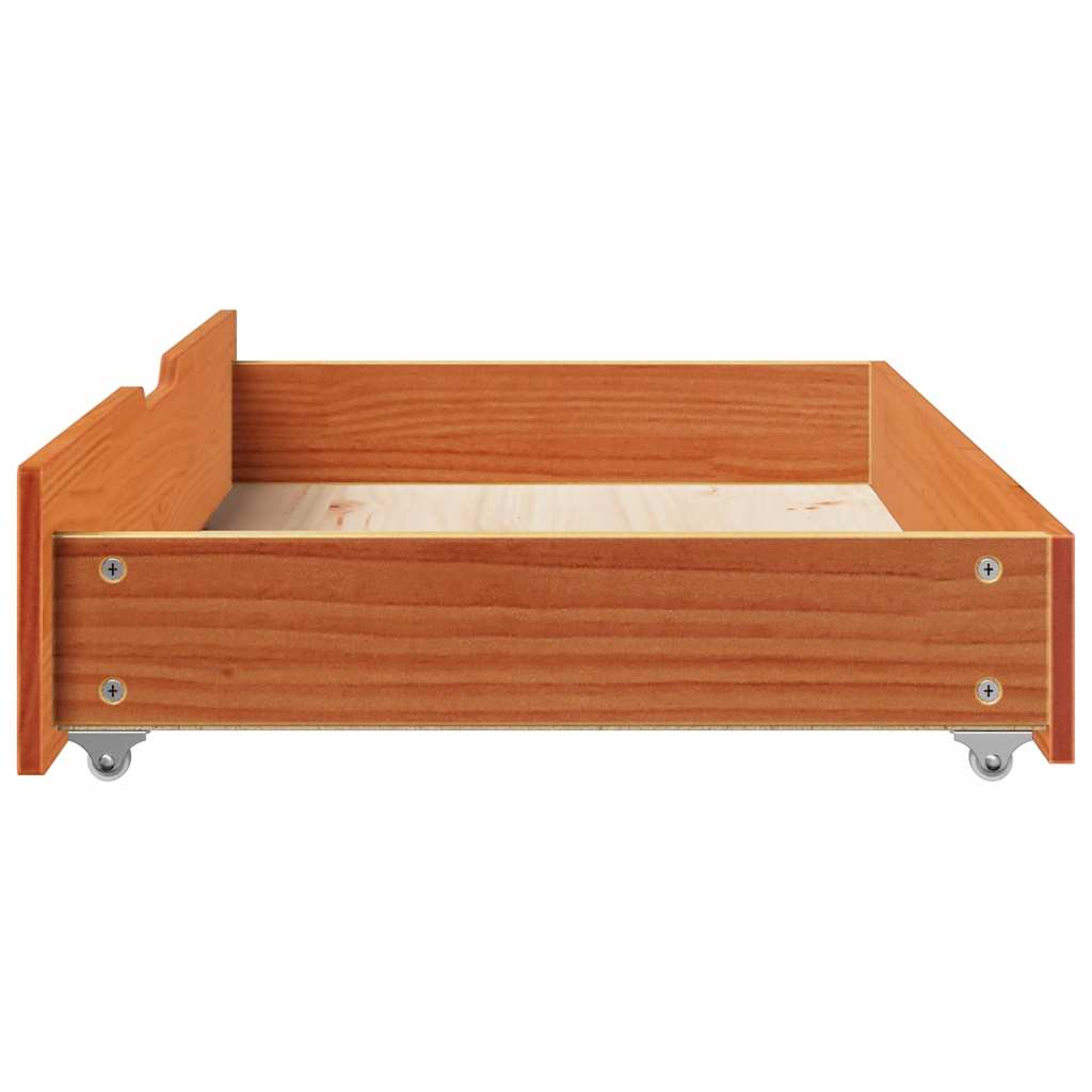 Under-Bed Drawers 2 pcs Wax Brown 95x55x17 cm Solid Wood Pine
