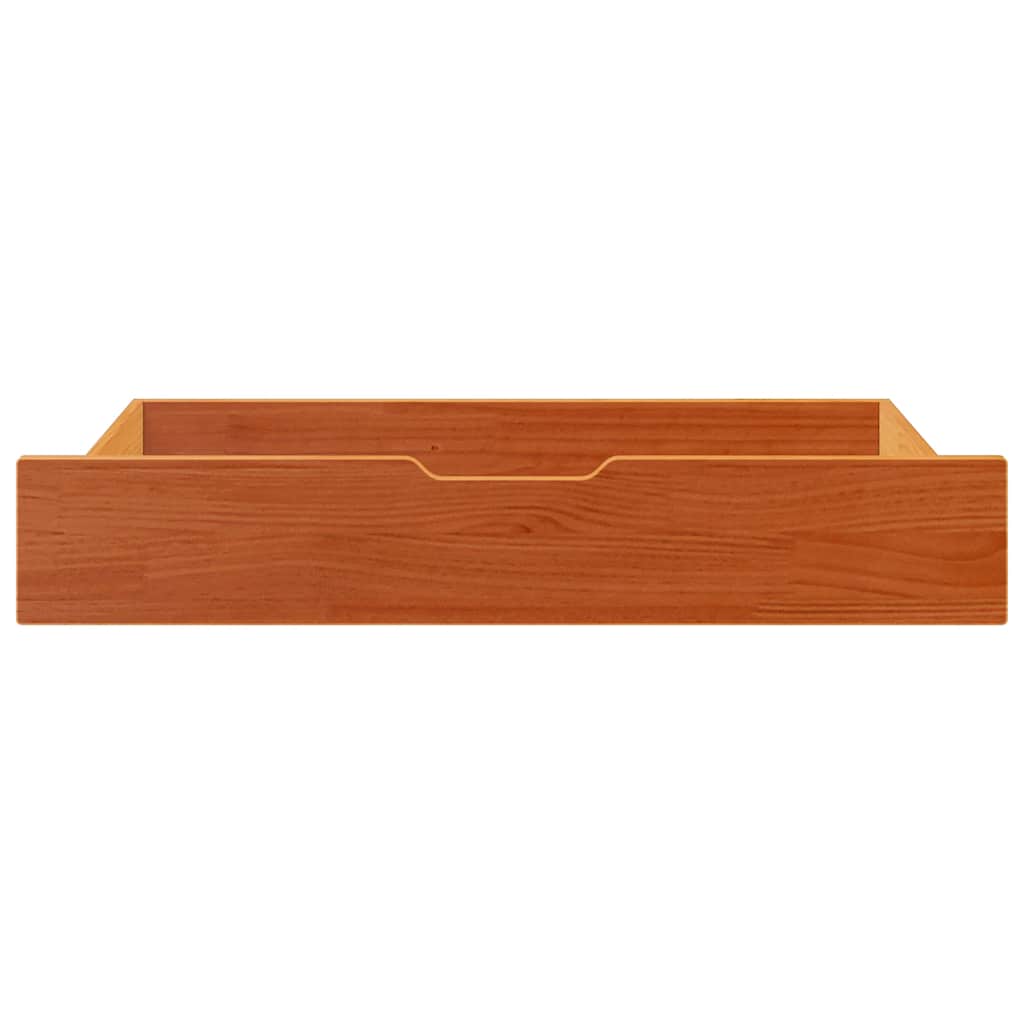 Under-Bed Drawers 2 pcs Wax Brown 90x55x17 cm Solid Wood Pine
