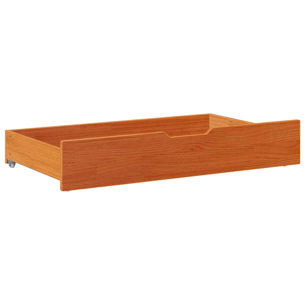 Under-Bed Drawers 2 pcs Wax Brown 90x55x17 cm Solid Wood Pine