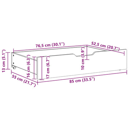 Under-Bed Drawers 2 pcs White 85x55x17 cm Solid Wood Pine
