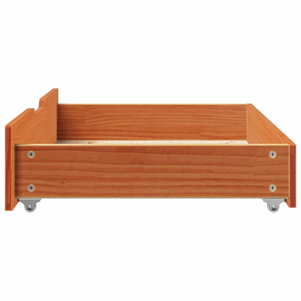 Under-Bed Drawers 2 pcs Wax Brown 80x55x17 cm Solid Wood Pine