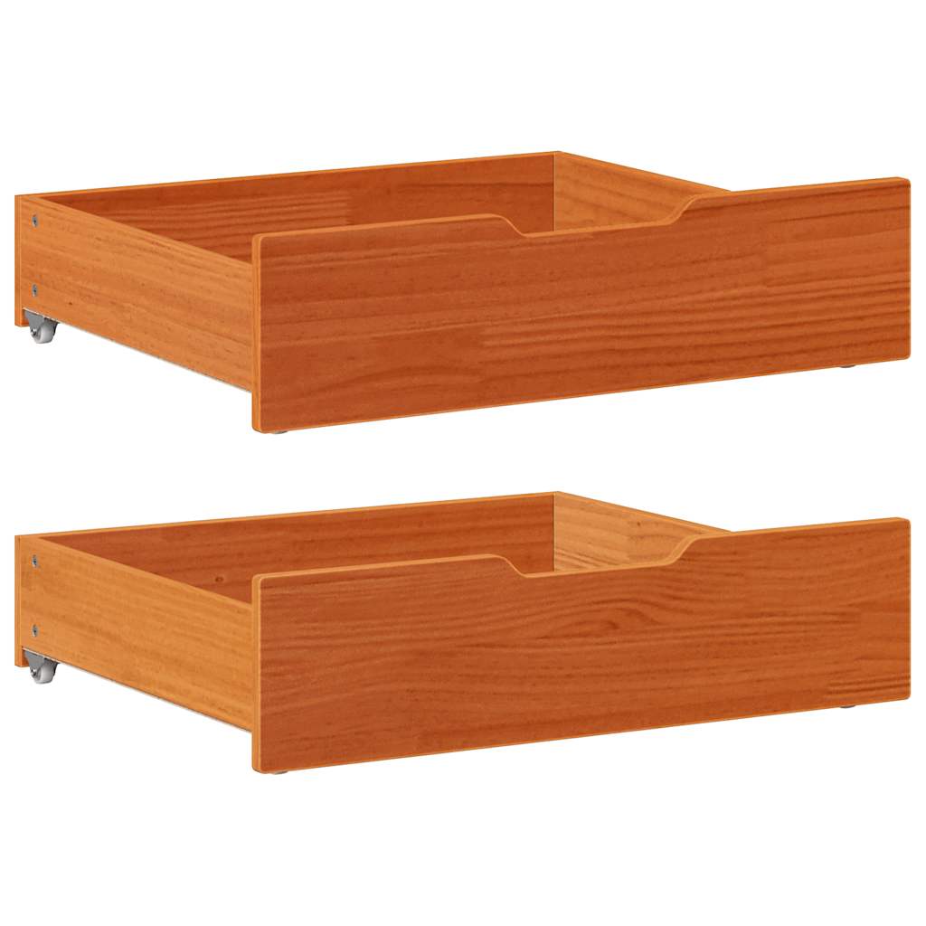 Under-Bed Drawers 2 pcs Wax Brown 65x55x17 cm Solid Wood Pine
