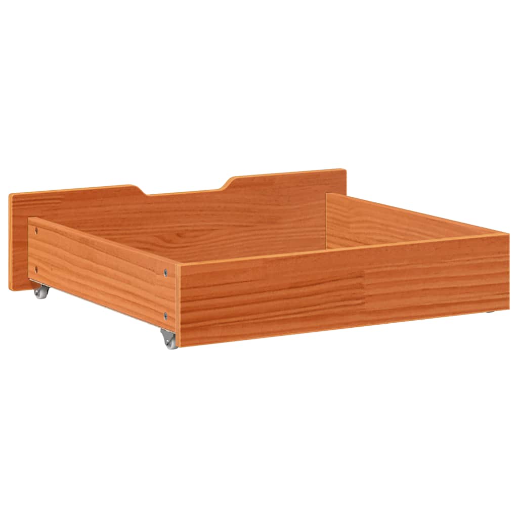 Under-Bed Drawers 2 pcs Wax Brown 65x55x17 cm Solid Wood Pine