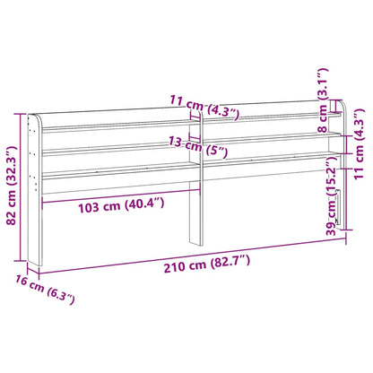 Headboard with Shelves Wax Brown 200 cm Solid Wood Pine
