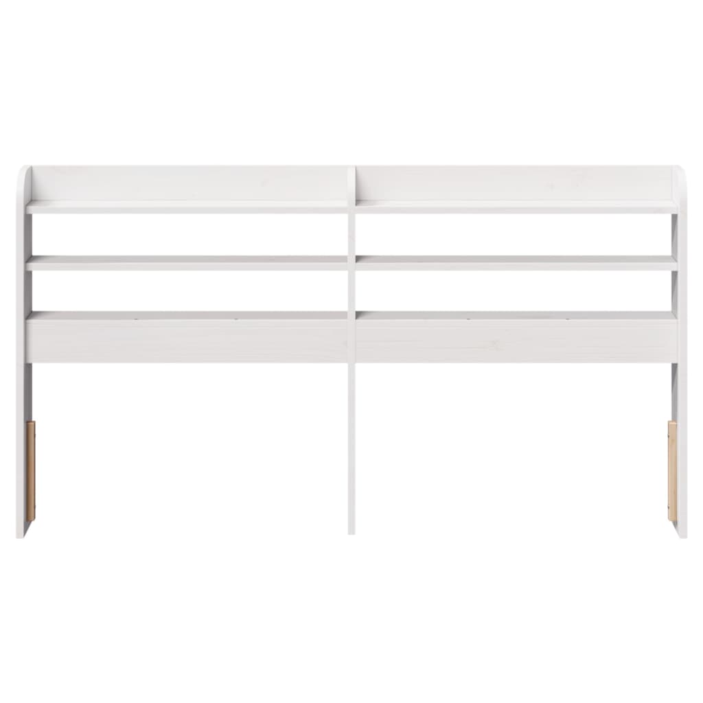 Headboard with Shelves White 160 cm Solid Wood Pine