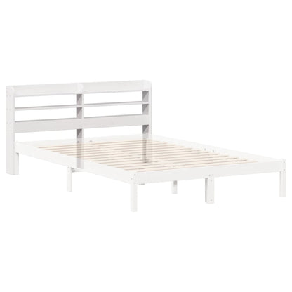 Headboard with Shelves White 160 cm Solid Wood Pine