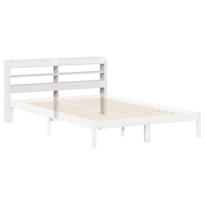 Headboard with Shelves White 150 cm Solid Wood Pine