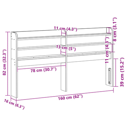 Headboard with Shelves White 150 cm Solid Wood Pine