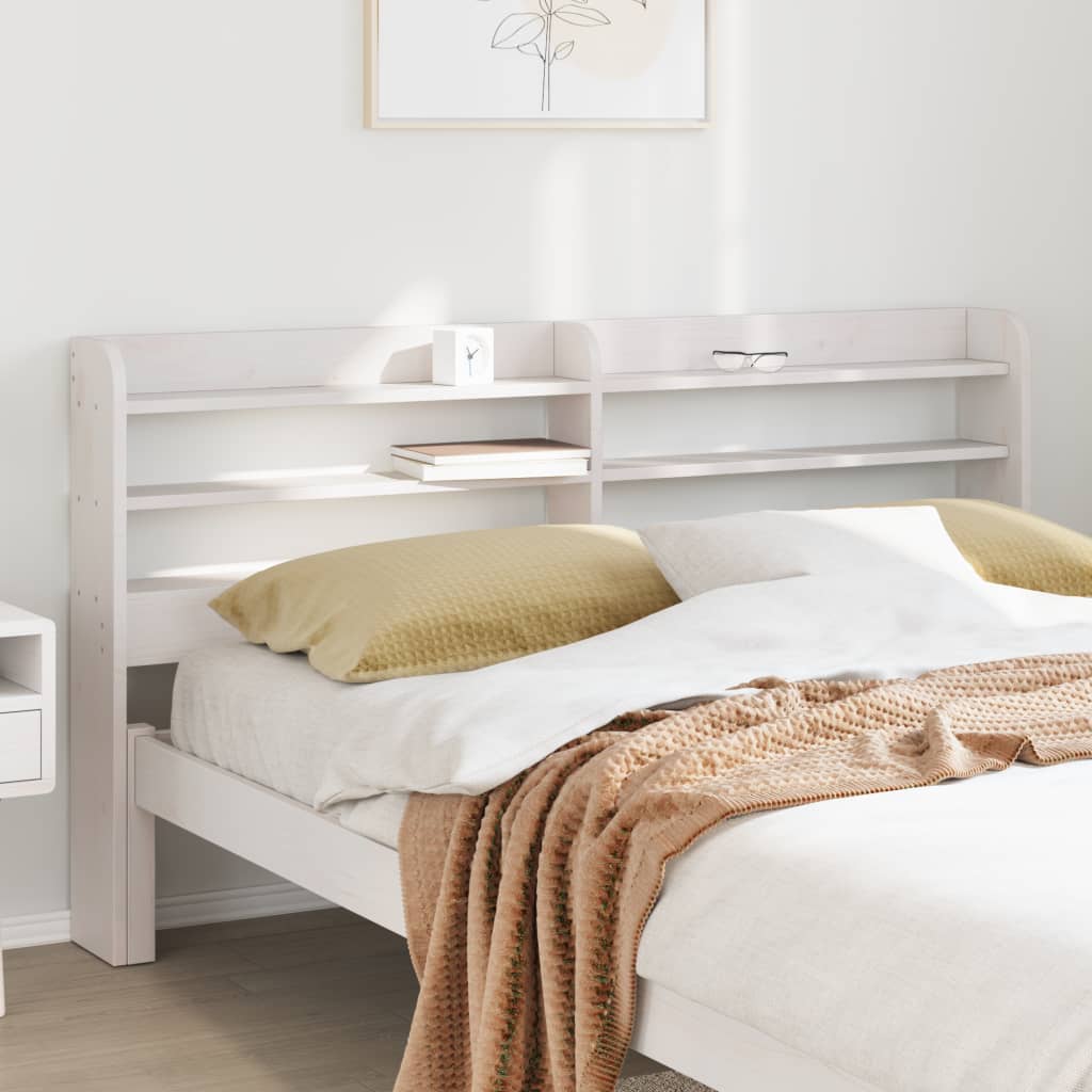 Headboard with Shelves White 150 cm Solid Wood Pine
