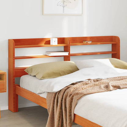 Headboard with Shelves Wax Brown 150 cm Solid Wood Pine