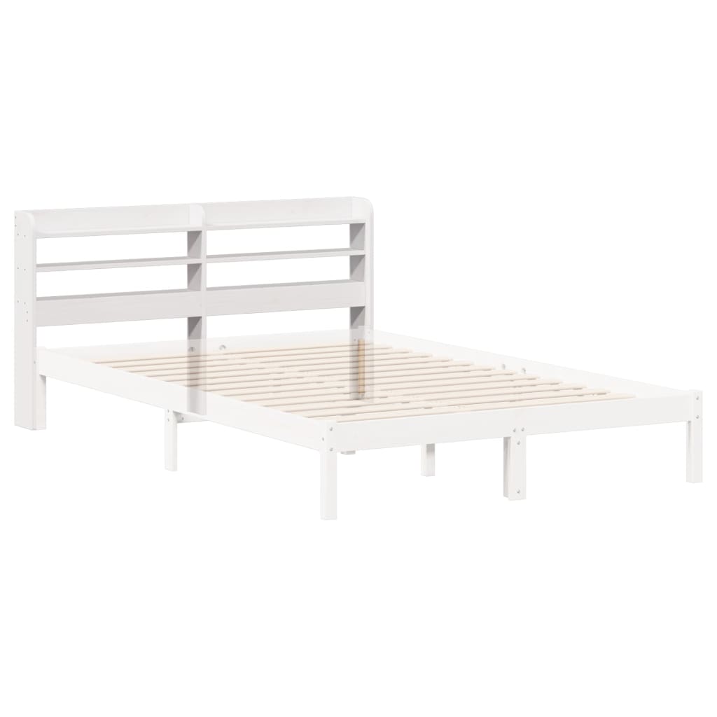 Headboard with Shelves White 140 cm Solid Wood Pine