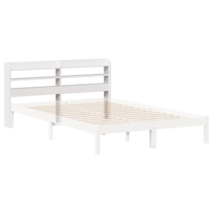 Headboard with Shelves White 120 cm Solid Wood Pine
