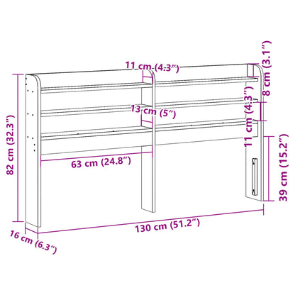 Headboard with Shelves White 120 cm Solid Wood Pine