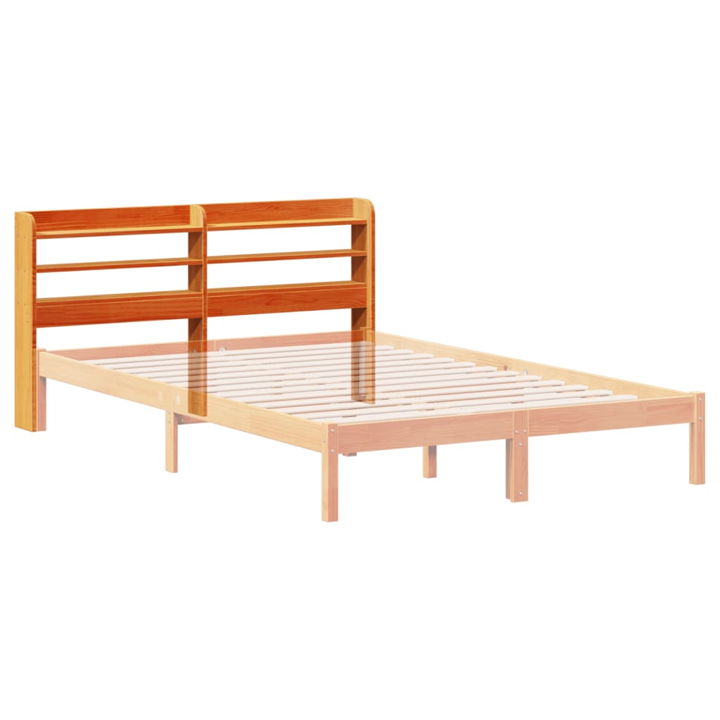 Headboard with Shelves Wax Brown 120 cm Solid Wood Pine