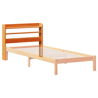 Headboard with Shelves Wax Brown 100 cm Solid Wood Pine